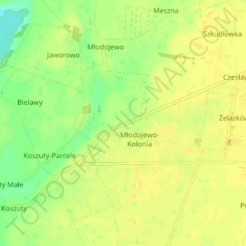 Młodojewo-Parcele topographic map, elevation, terrain