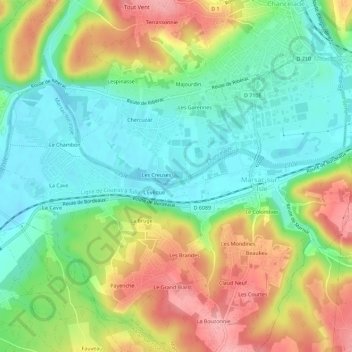 L'Évêque topographic map, elevation, terrain
