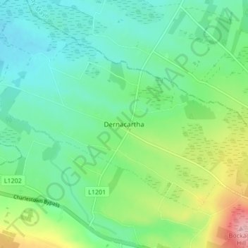 Dernacartha topographic map, elevation, terrain