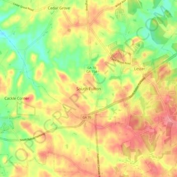 South Fulton topographic map, elevation, terrain