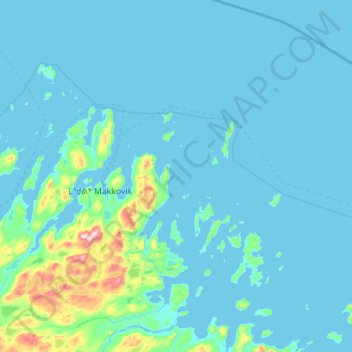 Foxy Islands topographic map, elevation, terrain