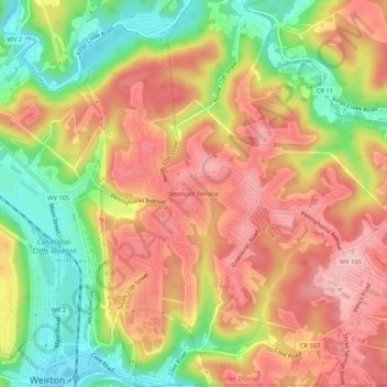 Vermont Terrace topographic map, elevation, terrain