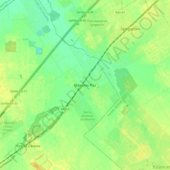 Máximo Paz topographic map, elevation, terrain