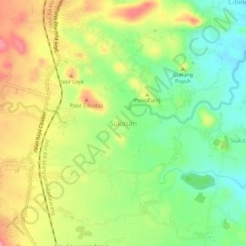 Sukasari topographic map, elevation, terrain