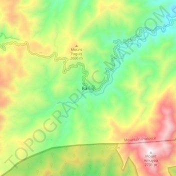 Barlig topographic map, elevation, terrain