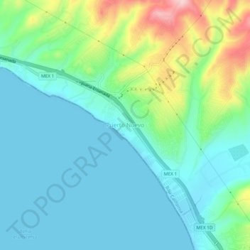 Puerto Nuevo topographic map, elevation, terrain