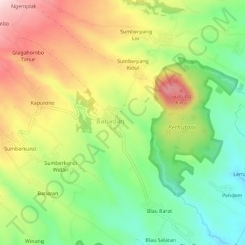 Babadan topographic map, elevation, terrain