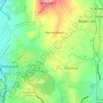 Trubshaw topographic map, elevation, terrain