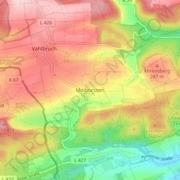 Meiborssen topographic map, elevation, terrain
