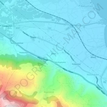 Eliki topographic map, elevation, terrain