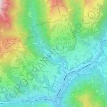 Contrada Cossaglio topographic map, elevation, terrain