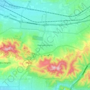 Rowland Heights topographic map, elevation, terrain
