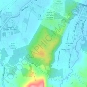 Hutan Simpan Kebun Cina topographic map, elevation, terrain