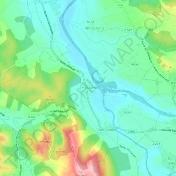 Saint-Martin topographic map, elevation, terrain