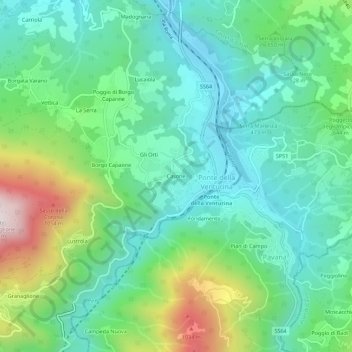 Casone topographic map, elevation, terrain