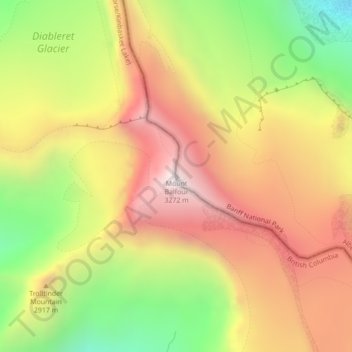 Mount Balfour topographic map, elevation, terrain