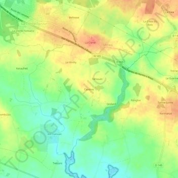 Caudrec topographic map, elevation, terrain