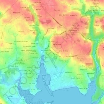 Le Cranic topographic map, elevation, terrain