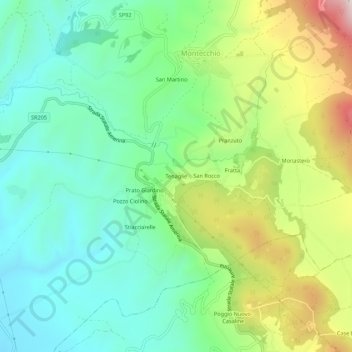 Tenaglie topographic map, elevation, terrain