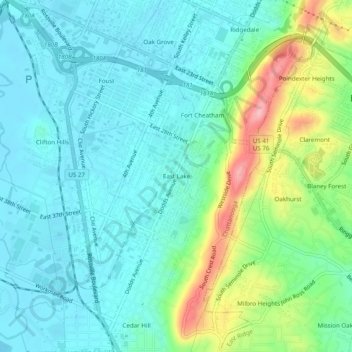 East Lake topographic map, elevation, terrain