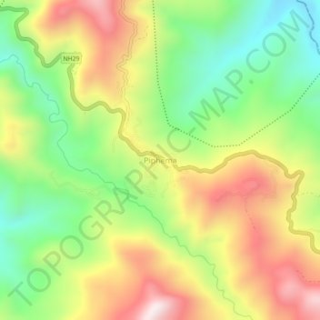 Piphema topographic map, elevation, terrain