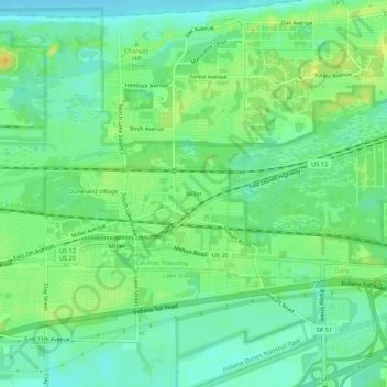 Miller topographic map, elevation, terrain