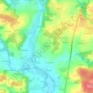 Le Roc Brien topographic map, elevation, terrain