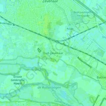 Oud-Zevenaar topographic map, elevation, terrain