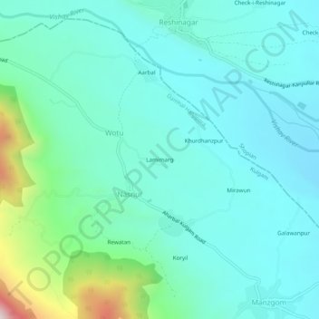 Lamimarg topographic map, elevation, terrain