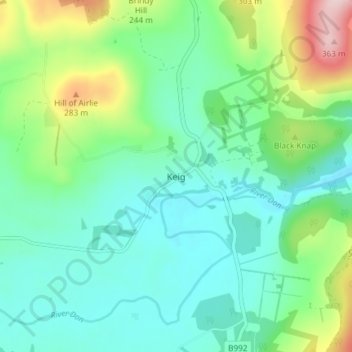 Keig topographic map, elevation, terrain