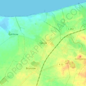 Vierow topographic map, elevation, terrain