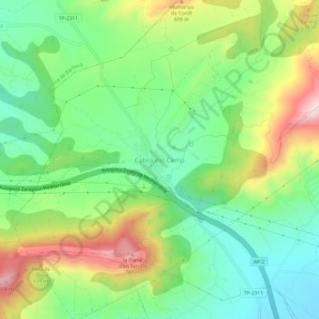 Cabra del Camp topographic map, elevation, terrain