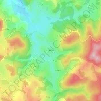 Le Boulard topographic map, elevation, terrain