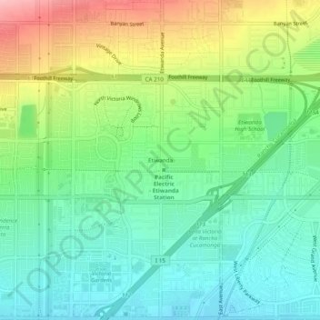 Etiwanda topographic map, elevation, terrain