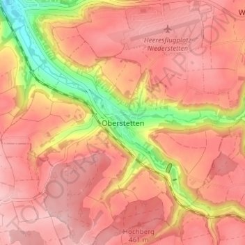 Oberstetten topographic map, elevation, terrain