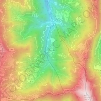 Samboneto topographic map, elevation, terrain