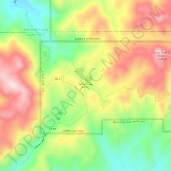 Sylvan Lake Resort topographic map, elevation, terrain