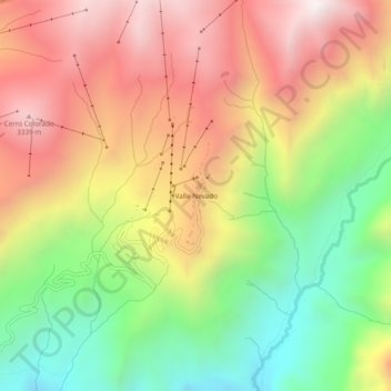 Valle Nevado topographic map, elevation, terrain