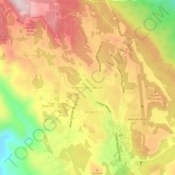 Howell Mountain topographic map, elevation, terrain