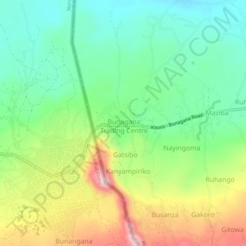 Bunagana topographic map, elevation, terrain