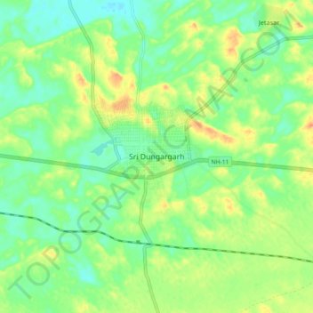 Sri Dungargarh topographic map, elevation, terrain