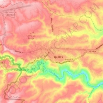 Ipiales topographic map, elevation, terrain