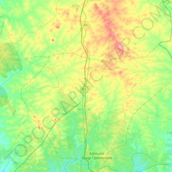 Akinyele topographic map, elevation, terrain