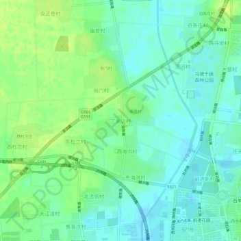 三家店村 topographic map, elevation, terrain
