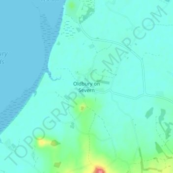 Oldbury on Severn topographic map, elevation, terrain