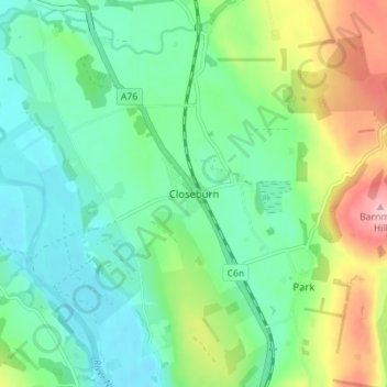 Closeburn topographic map, elevation, terrain