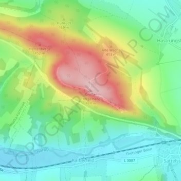 Großer Hörselberg topographic map, elevation, terrain