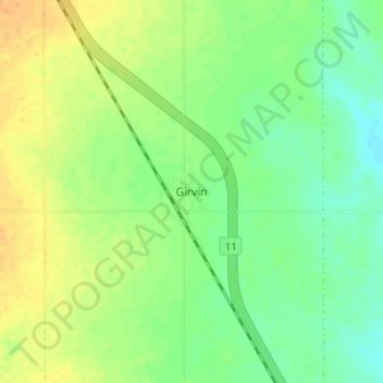 Girvin topographic map, elevation, terrain