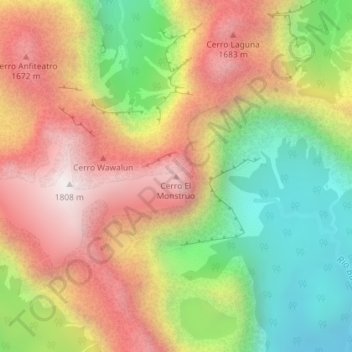 Cerro El Monstruo topographic map, elevation, terrain