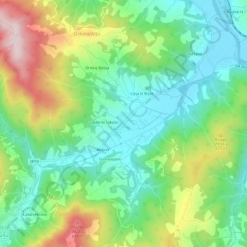 Salutio topographic map, elevation, terrain